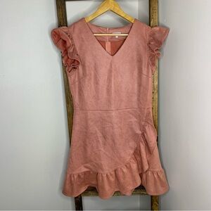 VOY Ruffled Pink Shimmer Dress Size S